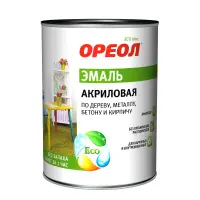 Эмаль ОРЕОЛ акриловая глянцевая черная 0,9 кг