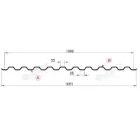 Профнастил "Металлпрофиль" С-21(Тип), 0.5 мм Norman, PE, RAL ** 1.051 * м2