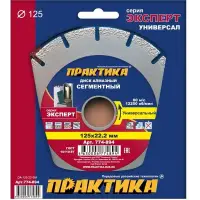 Диск алмазный сегментный 125х22 мм, ПРАКТИКА "Эксперт-Универсал", сегмент 10мм, коробка