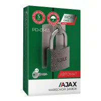 Замок навесной Ajax (Аякс) PD-01-63 3 англ. ключа(42241)