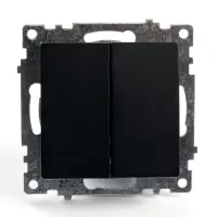 Механизм выключателя двухклавишный СП 220V, 10А, черный (GLS10-7104-05) Катрин STEKKER