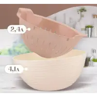 Дуршлаг-миска 2в1 Sugar&Spice Кардамон салатник 4,1 + вставка съемная сетка 2,4л, цвет шампань, пластик