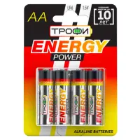 Элемент питания LR6(АА) алкалиновый (уп. блистер 4шт) ТРОФИ ENERGY POWER