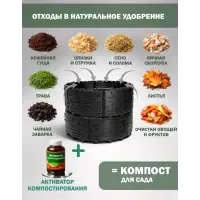 Компостер садовый «Бастион» усиленный, черный (люк серый), 810 л