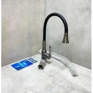 Смеситель HAIBA HB42830-3 для кухни однорычажный, поворотный гибкий излив, с режимом душ, латунь, оружейная сталь