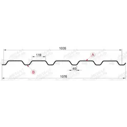 Профнастил "Металлпрофиль" МП-35(Тип), 0.55 мм, оцинкованный 1.076 * м2