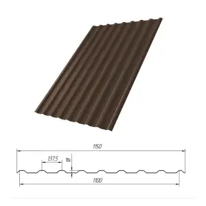 Профнастил С-20(Тип), 0.7 мм, Полиэстер, RAL ** Stynergy, 1.15 * м2