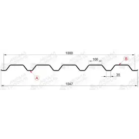 Профнастил "Металлпрофиль" С-44(Тип), 0.55 мм, оцинкованный 1.047 * м2