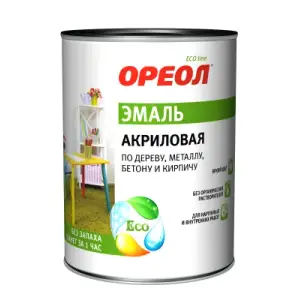 Эмаль ОРЕОЛ акриловая глянцевая черная 0,9 кг