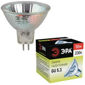 Лампа галогенная 50Вт G5.3(JCDR, MR16) 230В 3000К ЭРА Cl