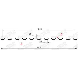 Профнастил "Металлпрофиль" С-21(Тип), 0,65 мм, оцинкованный 1.051 * м2