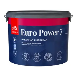 Краска ВД интерьерная моющаяся матовая Tikkivala (Tikkurila) EURO POWER 7 База C 9л