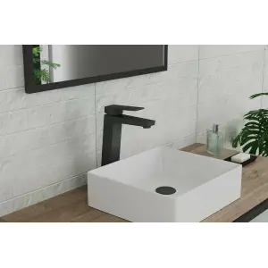Смеситель RUSH Thira TR3635-13Black для раковины, высокий излив, цвет черный матовый