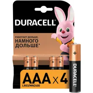 Элемент питания LR03(ААА) алкалиновый 1,5v (уп. блистер 4шт) Duracell BASIC NEW