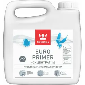 Грунт глубокого проникновения Tikkivala EURO PRIMER концентрат 1:3, 3л