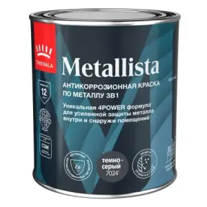 Краска по ржавчине Tikkivala Metallista темно-серая глянцевая 0,8л