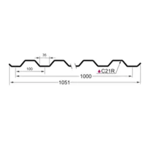 Профнастил С-21(Тип), 0.4 мм, PE, RAL ** Stynergy, 1.051 * м2