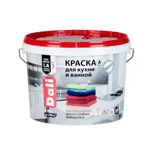 Краска ВД для кухни и ванной акриловая латексная супербелая DALI 9л ( Т-ра перевозки не ниже +5град)