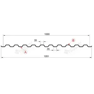 Профнастил "Металлпрофиль" С-21(Тип), 0.5 мм Norman, PE, RAL ** 1.051 * м2