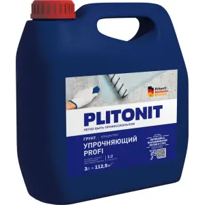 Грунт глубокого проникновения PLITONIT УПРОЧНЯЮЩИЙ PROFI концентрат 1:2 для слабых оснований 3 л