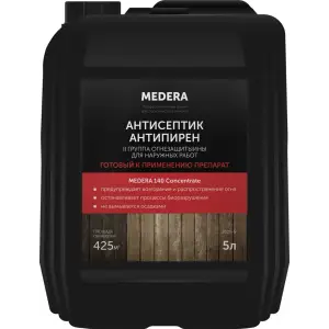 Огнебиозащита MEDERA 140 конц. 1:15, 5л (2 гр. огнезащиты) для наруж. работ янтарного цвета