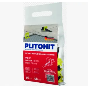 Набор PLITONIT SVP-PROFI, клин + зажим 0,7 мм, 50 + 50 шт (20 шт. в коробке)