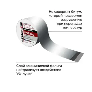 Лента герметизирующая Grand Line UniBand самоклеящаяся серебристая 10м*10см