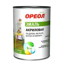 Эмаль ОРЕОЛ акриловая глянцевая черная 0,9 кг