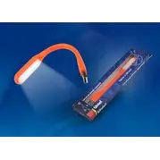 Фонарь мини Uniel переносной, прорезиненный корпус, 6 LED, питание от USB-порта, оранжевый, TLD-541 Orange