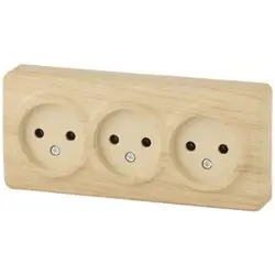 Розетка 3-местная ОП Эра Эксперт 3P+E Schuko, сосна (16АХ-250В), арт.11-2207-11