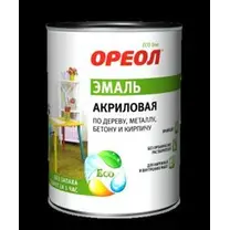 Эмаль ОРЕОЛ акриловая глянцевая белая (пластик) 0,9 кг