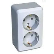 Розетка 2-местная ОП Этюд 16А с заземл. защ. шторки бел. Systeme Electric PA16-008B