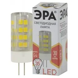 Лампа светодиодная 3,5Вт G4 220В 2700K 280Лм (желтый) ЭРА JC-3,5w-220V-corn ceramics-827-G4