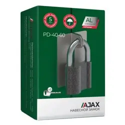 Замок навесной Ajax (Аякс) PD-40-60, 3 ключа