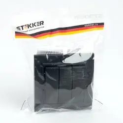 Выключатель трехклавишный СП 250В, 10А, черный (PSW10-9007-03) Эрна STEKKER