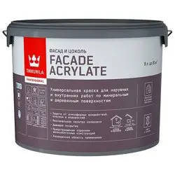 Краска ВД фасадная акриловая глубокоматовая База А TIKKIVALA (Tikkurila) Facade Acrylate 9л