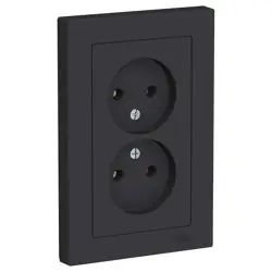 Розетка 2-местная СП AtlasDesign 16А IP20 без заземления в сборе карбон Systeme Electric ATN001020