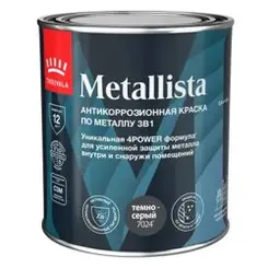 Краска по ржавчине Tikkivala Metallista темно-серая глянцевая 0,8л